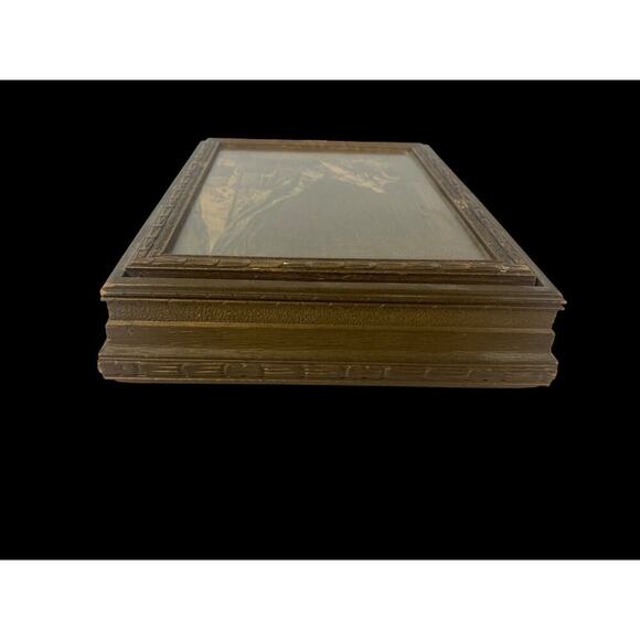 Antique Jewelry Art Box Hinged Artwork Lid Victorian Romantic Wooden Renaissance - Picture 8 of 15